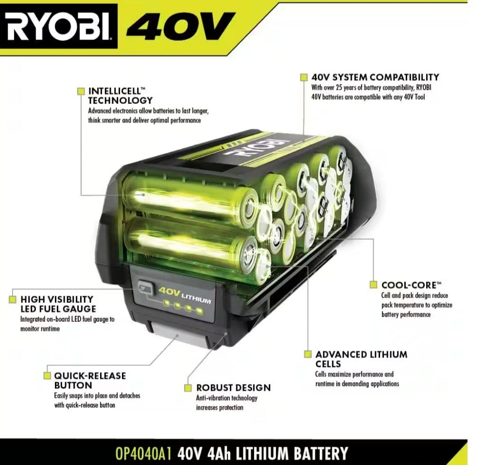 40V Lithium-Ion 4 Ah High Capacity Battery