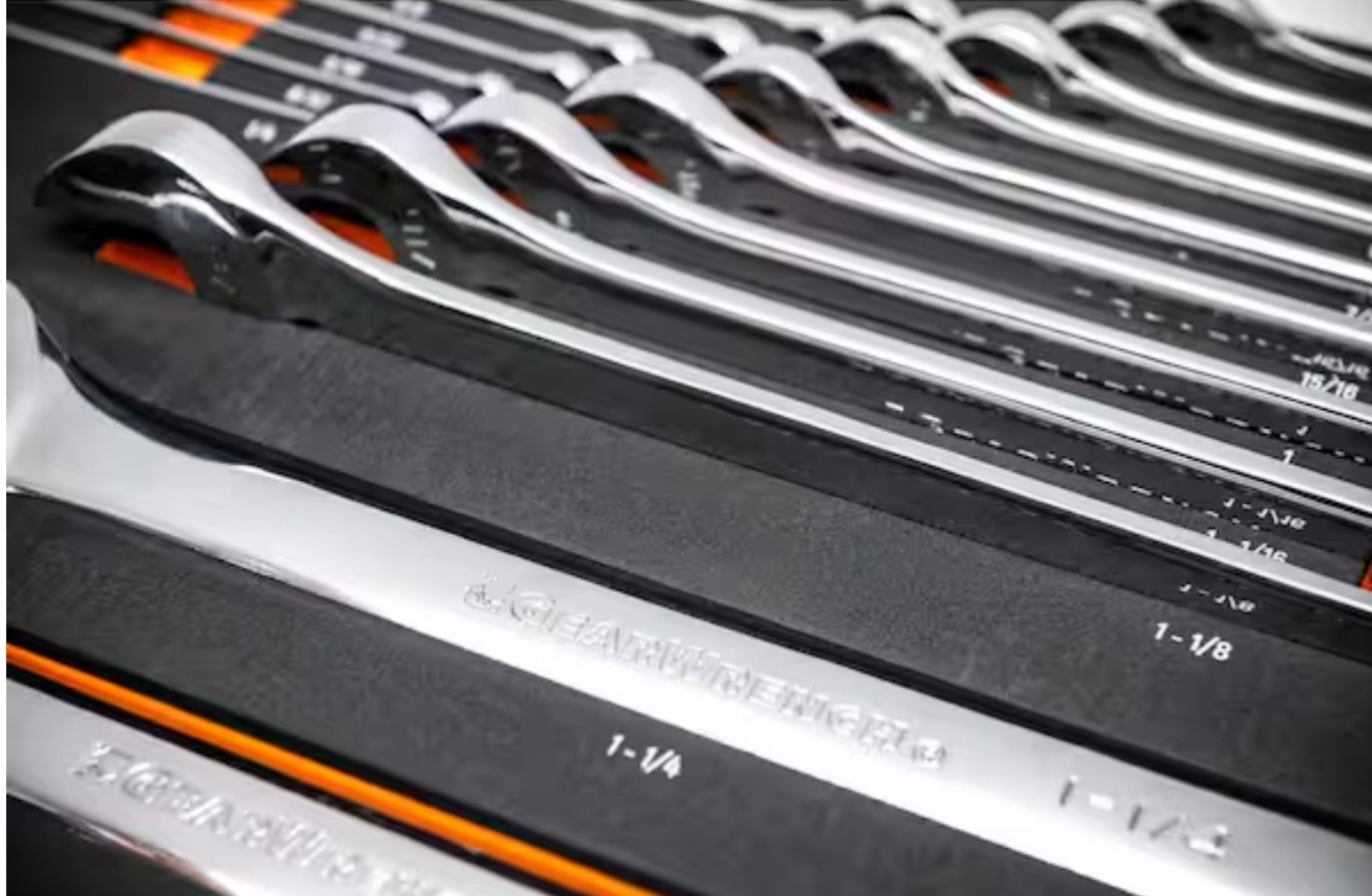 9 Piece 12 Point Long Pattern Combination SAE Wrench Set in Foam Storage Tray