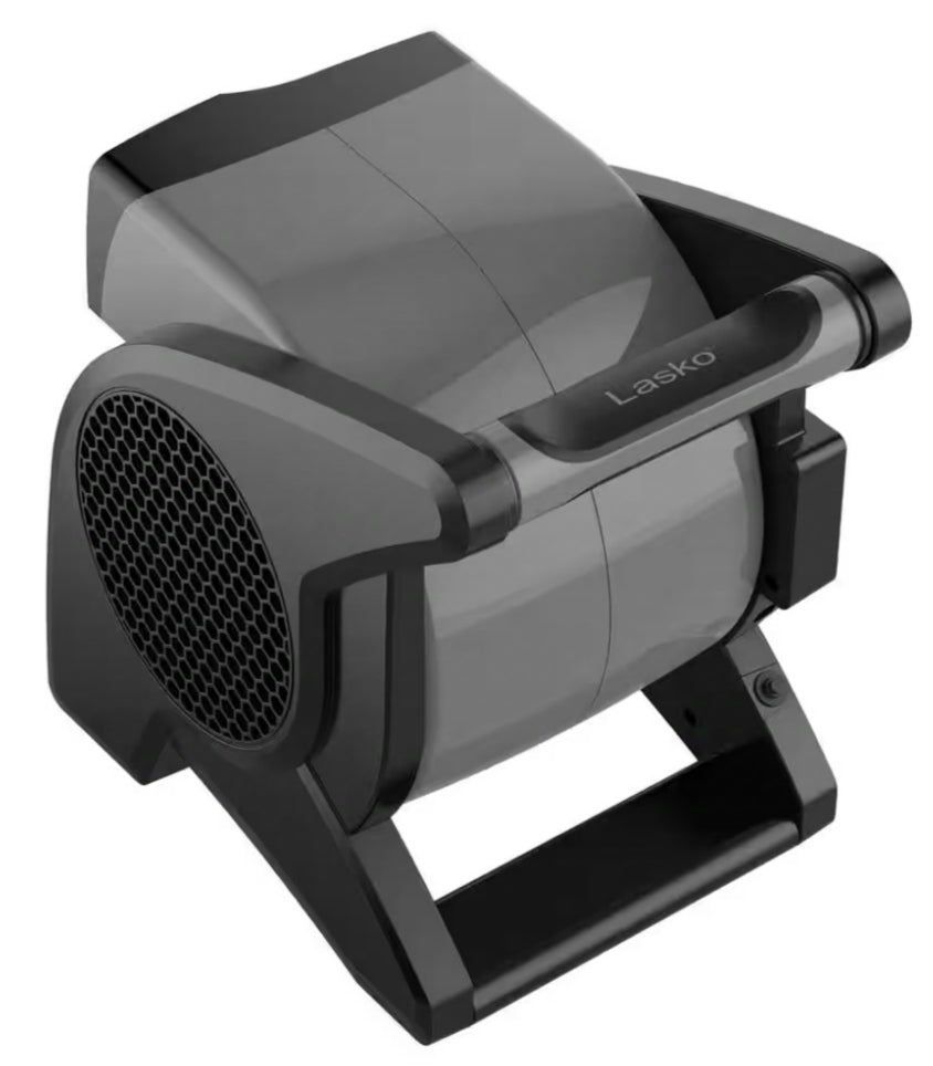 Lasko
11.2 in. 3 Speeds Blower Fan in Gray with Carry Handle, Circuit Breaker, Power Outlets, High Velocity Utility Pivoting