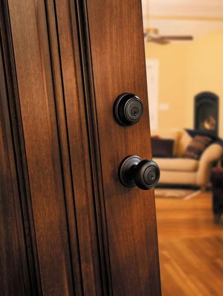 Kwikset
Juno Venetian Bronze Exterior Entry Door Knob and Single Cylinder Deadbolt Combo Pack Featuring SmartKey Security