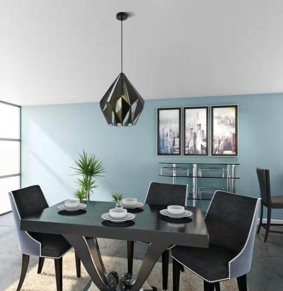 Carlton 1 15.13 in. W x 72 in. H 1-Light Matte Black Pendant Light with Metal Shade