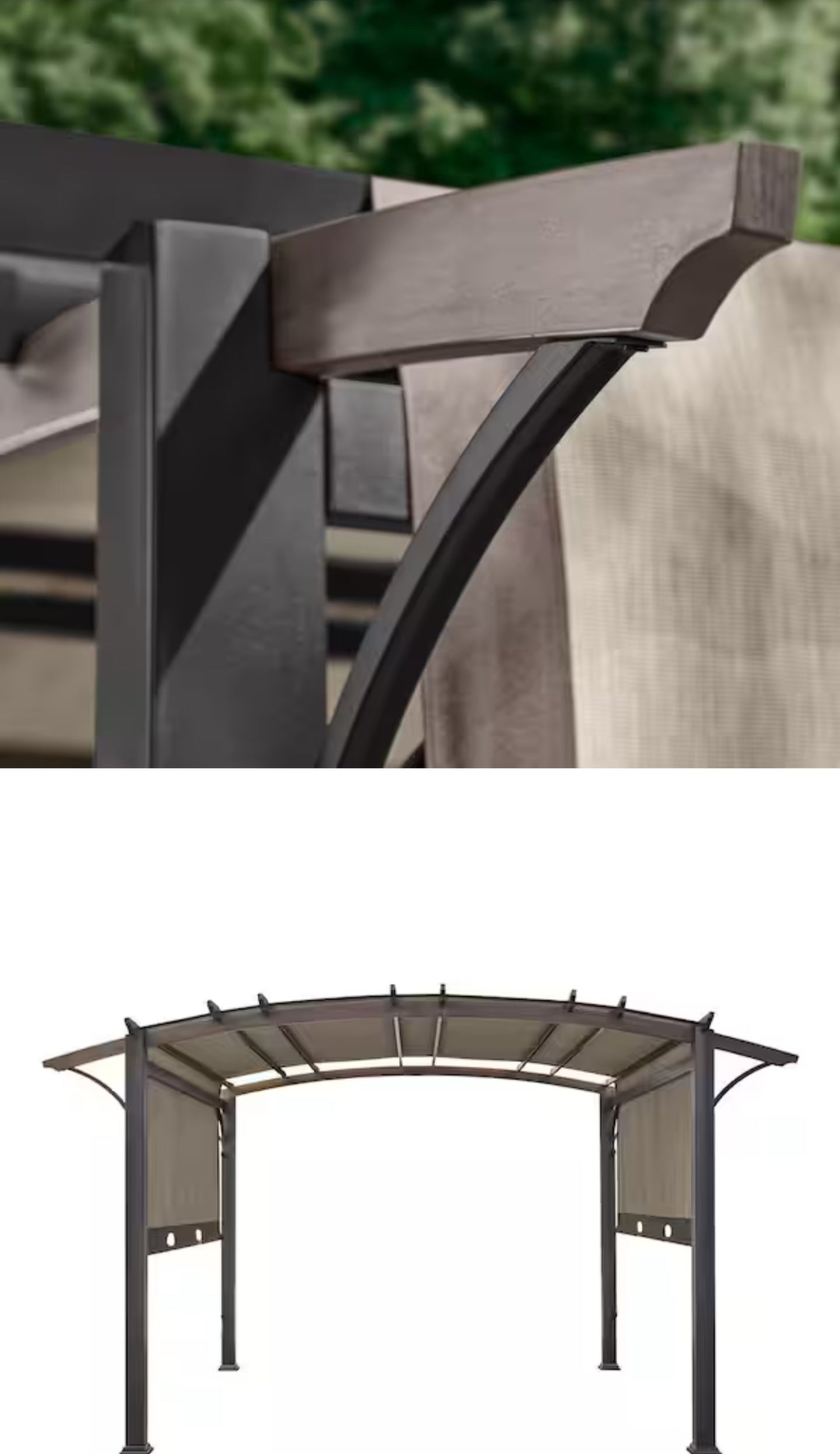 Hampton Bay
Orchard Park 13 ft. x 11 ft. Brown Steel Arched Beam Pergola with Sling Canopy Only in the Store