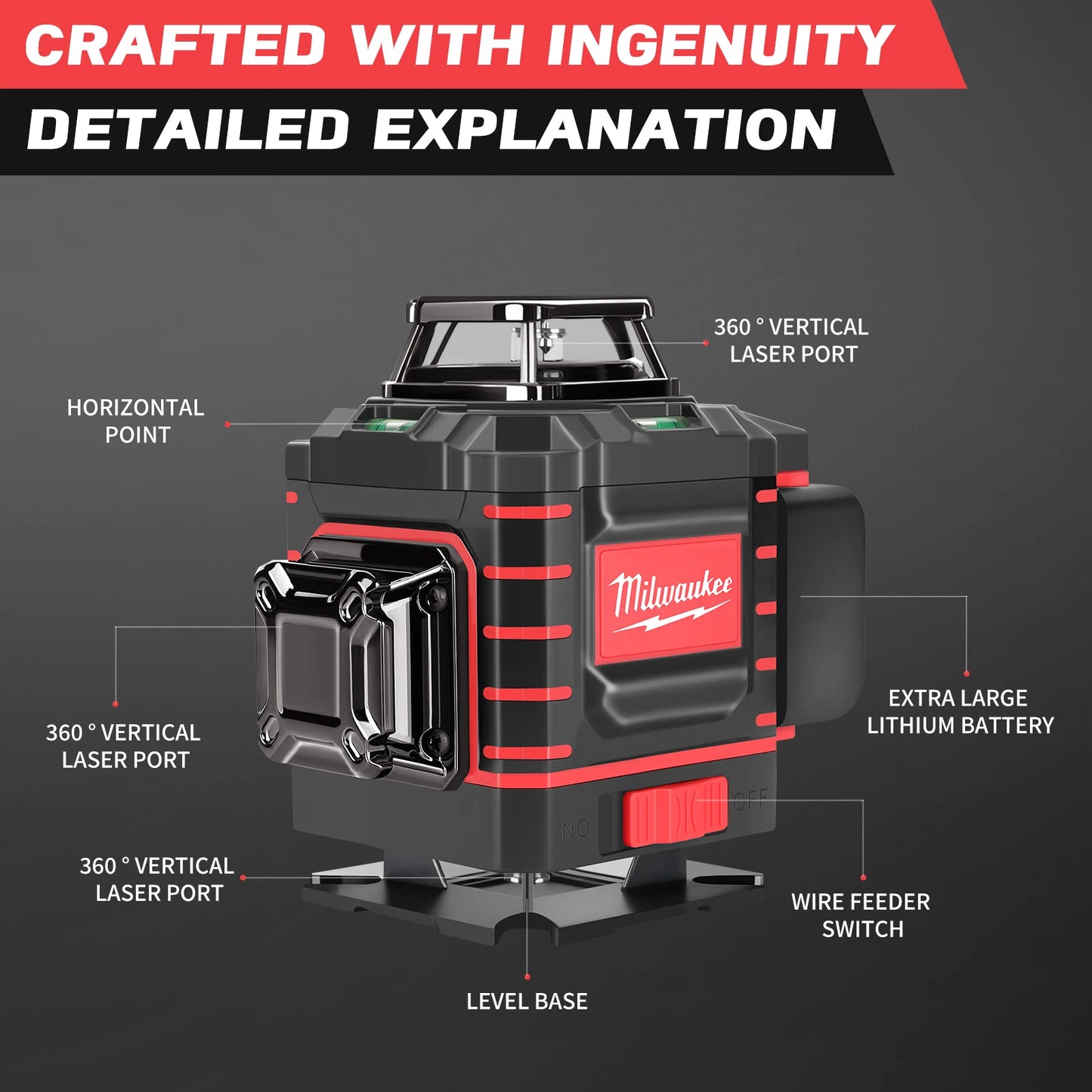 Milwaukee Degree Vertical Cross Laser Level 360 Green Beam Horizontal And Vertical Rechargeable Battery green laser level tools