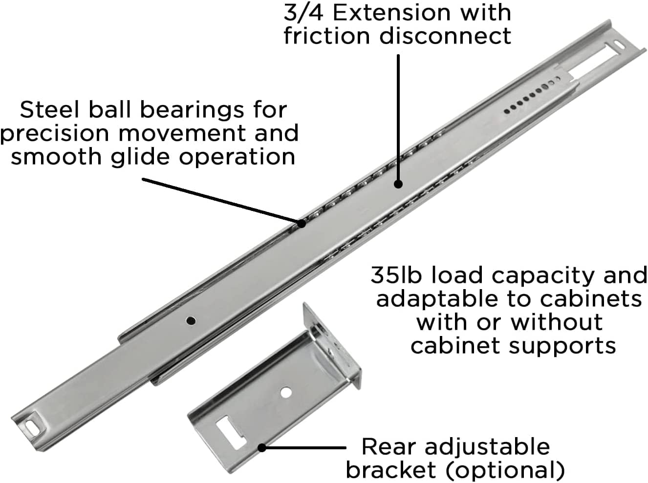 Hickory Hardware Bottom Centered Drawer Mount, Not Compatible with Side Mount Drawers, Heavy Duty Center Drawer Slide for Cabinet & Dresser Drawers, Easy Open & Soft Close Glide Track, 14 Inch