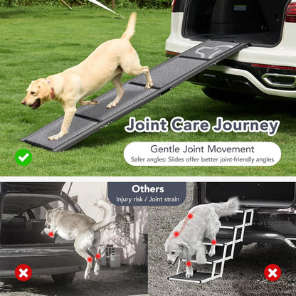 Dog Ramp for Car 71'' X-Long & 17.2" Wide Folding Pet Ramp Dog Ramps for Large Dogs with Non-Slip Rug Surface Portable Dog Car Ramp for SUV Car & Truck, Outdoor Dog Ramp Up to 250 LBS