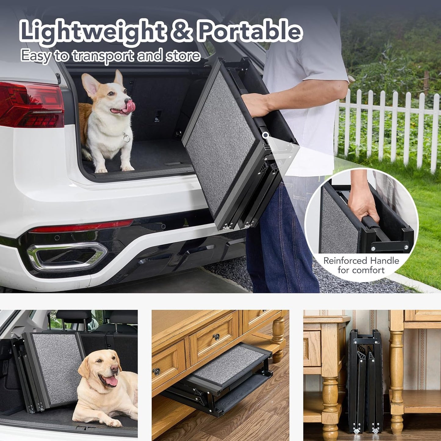 Dog Ramp for Car 71'' X-Long & 17.2" Wide Folding Pet Ramp Dog Ramps for Large Dogs with Non-Slip Rug Surface Portable Dog Car Ramp for SUV Car & Truck, Outdoor Dog Ramp Up to 250 LBS