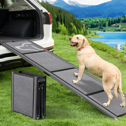 Dog Ramp for Car 71'' X-Long & 17.2" Wide Folding Pet Ramp Dog Ramps for Large Dogs with Non-Slip Rug Surface Portable Dog Car Ramp for SUV Car & Truck, Outdoor Dog Ramp Up to 250 LBS