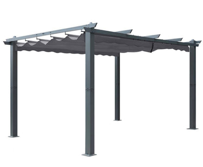 10 ft. x 13 ft. Aluminum Patio Pergola with Retractable Sun Shade Canopy Cover