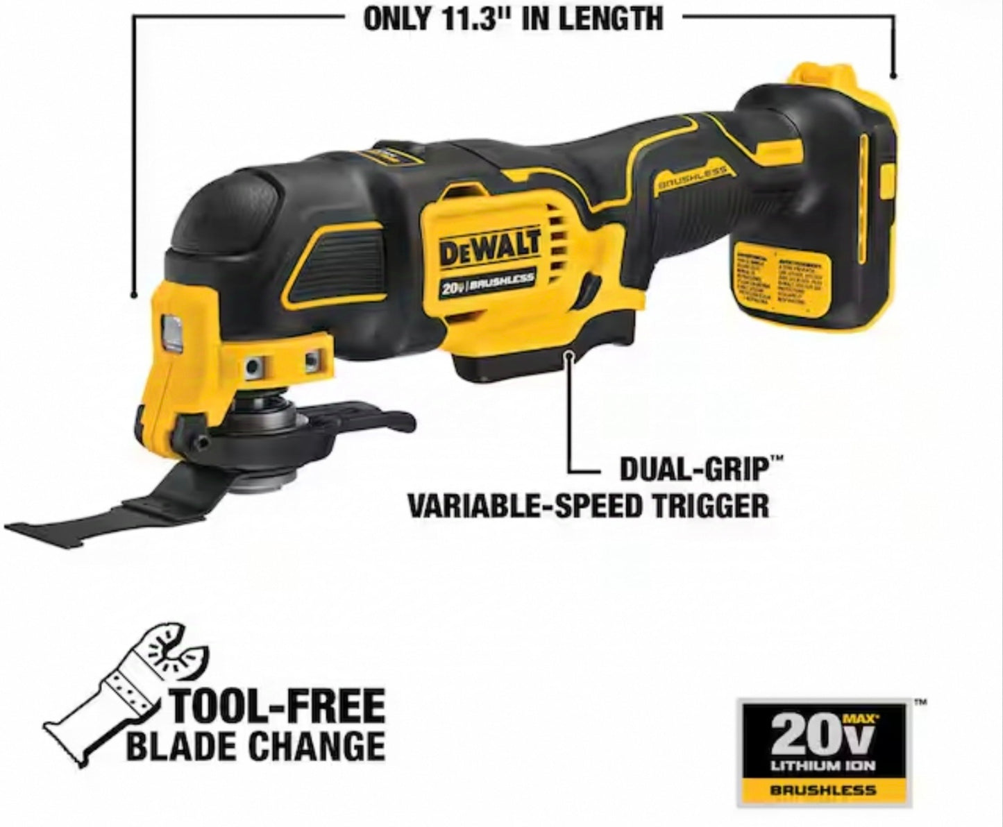 DEWALT ATOMIC 20V MAX Cordless Brushless Oscillating Multi Tool (Tool Only)