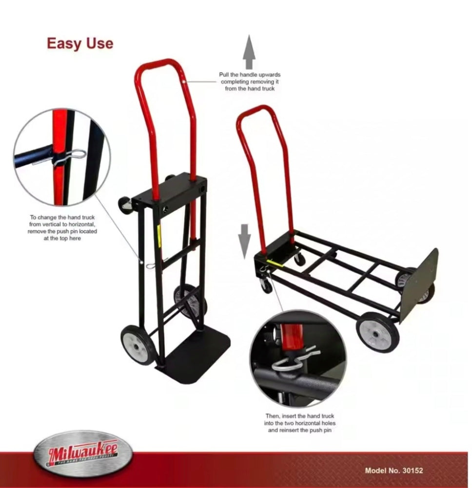 Milwaukee 300/500 lb. Capacity Convertible Hand Truck