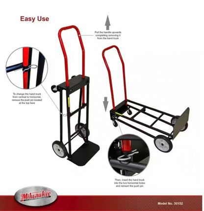 Milwaukee 300/500 lb. Capacity Convertible Hand Truck