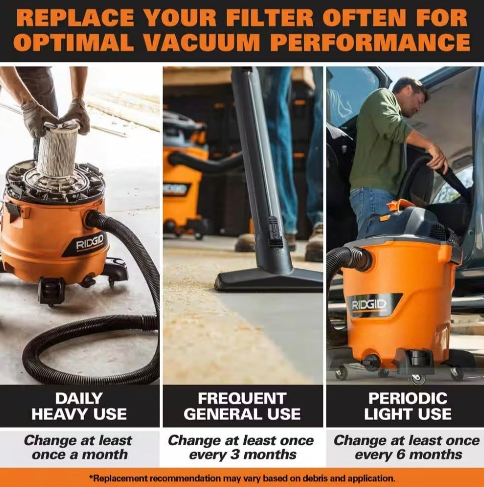 6 Gallon 3.5 Peak HP NXT Shop Vac Wet Dry Vacuum with General Debris Filter, Dust Bags, Locking Hose and Accessories
