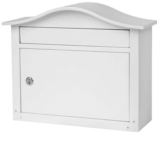 Architectural Mailboxes Saratoga Galvanized Steel, Locking, Wall Mount Mailbox, 2550W-10, White, Medium Capacity