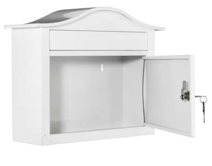 Architectural Mailboxes Saratoga Galvanized Steel, Locking, Wall Mount Mailbox, 2550W-10, White, Medium Capacity