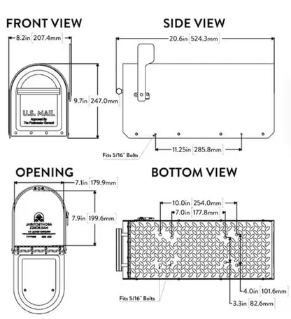 Sequoia Pewter, Large, Steel, Heavy Duty Post Mount Mailbox