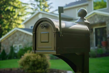 Garrison Venetian Bronze, Large, Steel, Post Mount Mailbox