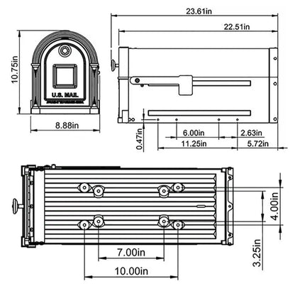 Garrison Venetian Bronze, Large, Steel, Post Mount Mailbox