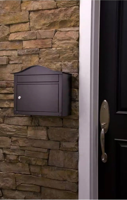 Saratoga Black, Medium, Steel, Locking Wall Mount Mailbox