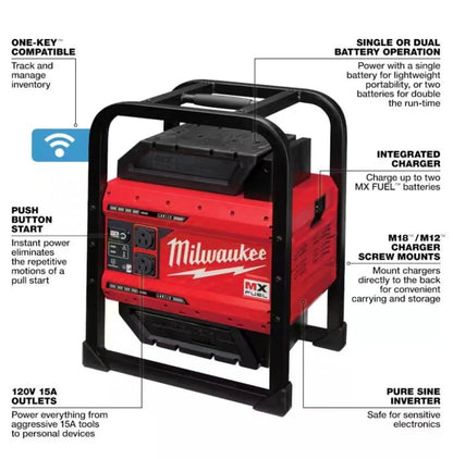 MX FUEL 3600-Watt/1800-Watt Lithium-Ion Battery Powered Push Start Portable, It does not have a charger