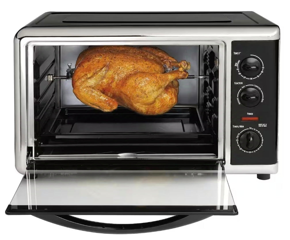 Hamilton Beach Horno de Encimera con Convección y Asador, para Hornear, Asar, Capacidad Extra Grande, Plateado, 31100D