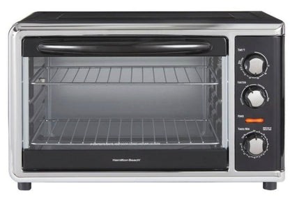 Hamilton Beach Horno de Encimera con Convección y Asador, para Hornear, Asar, Capacidad Extra Grande, Plateado, 31100D