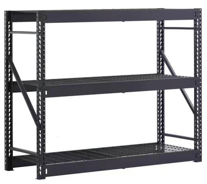 Husky 65-inch W x 54-inch H x 24-inch D 3-Shelf Heavy Duty Industrial Welded Steel Garage Storage Rack Shelving Unit in Black