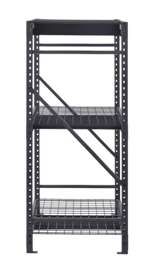 Husky 65-inch W x 54-inch H x 24-inch D 3-Shelf Heavy Duty Industrial Welded Steel Garage Storage Rack Shelving Unit in Black