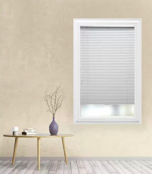 White Cordless Aluminum Mini Blinds for Windows with 1 in. Slats - 27 in. W x 72 in. L(Actual Size 26.5 in. W x 72 in.L)