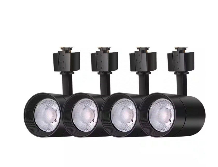 1-Light Black Integrated LED Linear Track Lighting Mini Cylinder Step Head (4-Pack)