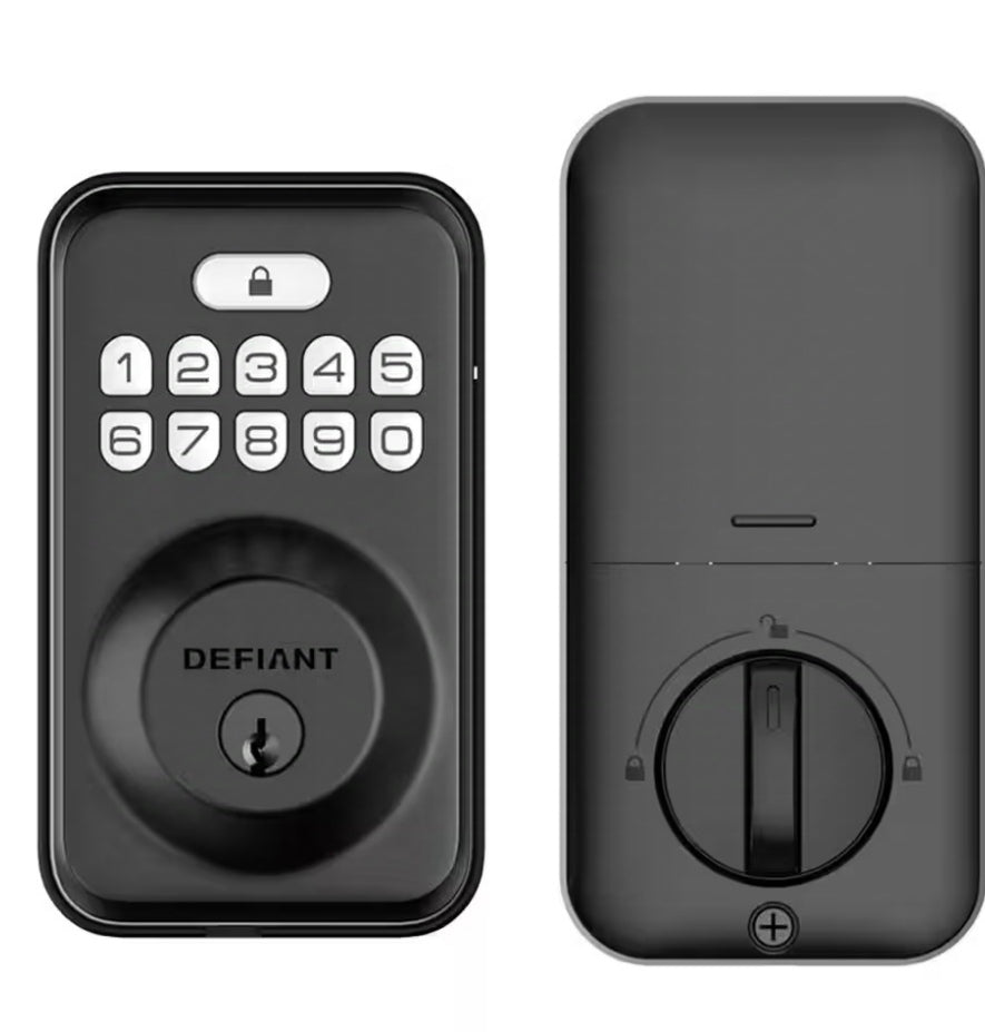 Single Cylinder Square Electronic Keypad Deadbolt Matte Black