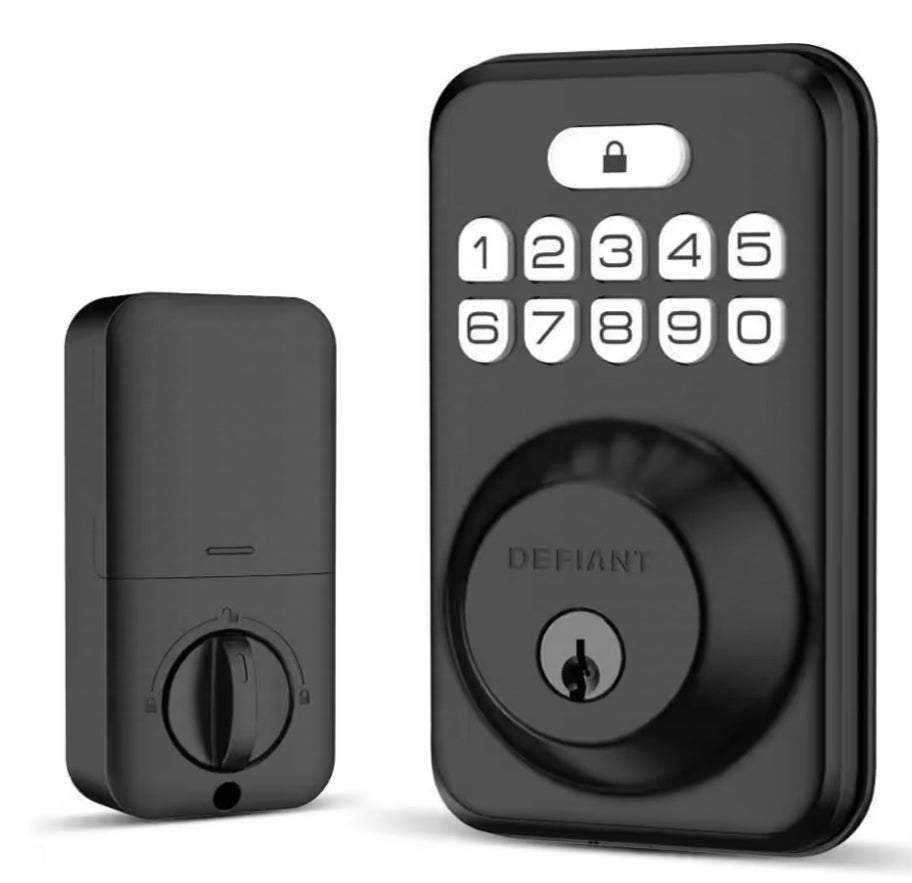 Single Cylinder Square Electronic Keypad Deadbolt Matte Black