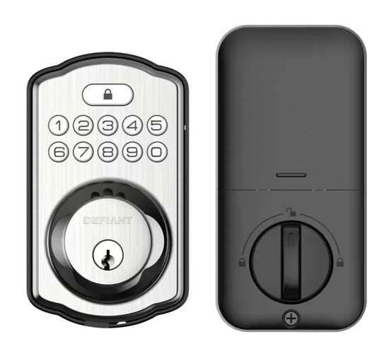 Single Cylinder Castle Electronic Keypad Deadbolt Satin Nickel