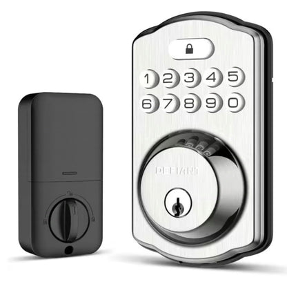 Single Cylinder Castle Electronic Keypad Deadbolt Satin Nickel