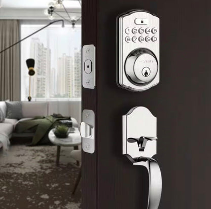 Single Cylinder Castle Electronic Keypad Deadbolt Satin Nickel