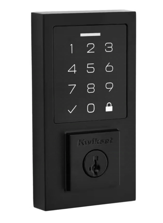 SmartCode 270 Contemporary Matte Black Touchpad Single Cylinder Electronic Deadbolt Featuring SmartKey Security