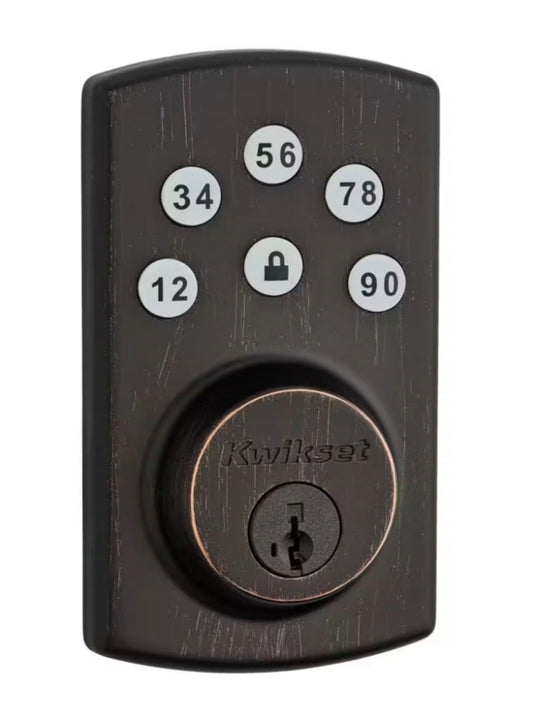 Powerbolt2 Venetian Bronze Single Cylinder Electronic Deadbolt Featuring SmartKey Security and Balboa Passage Lever