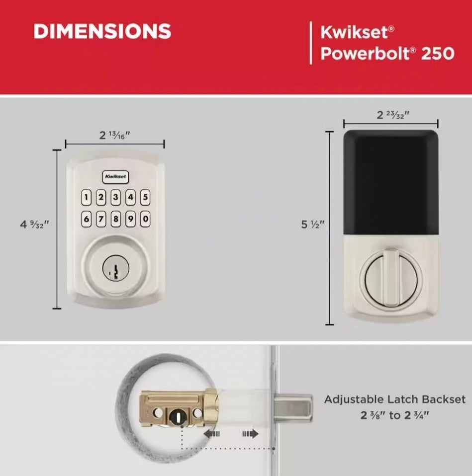 Powerbolt 250 10-Button Keypad Satin Nickel Transitional Electronic Deadbolt Door Lock