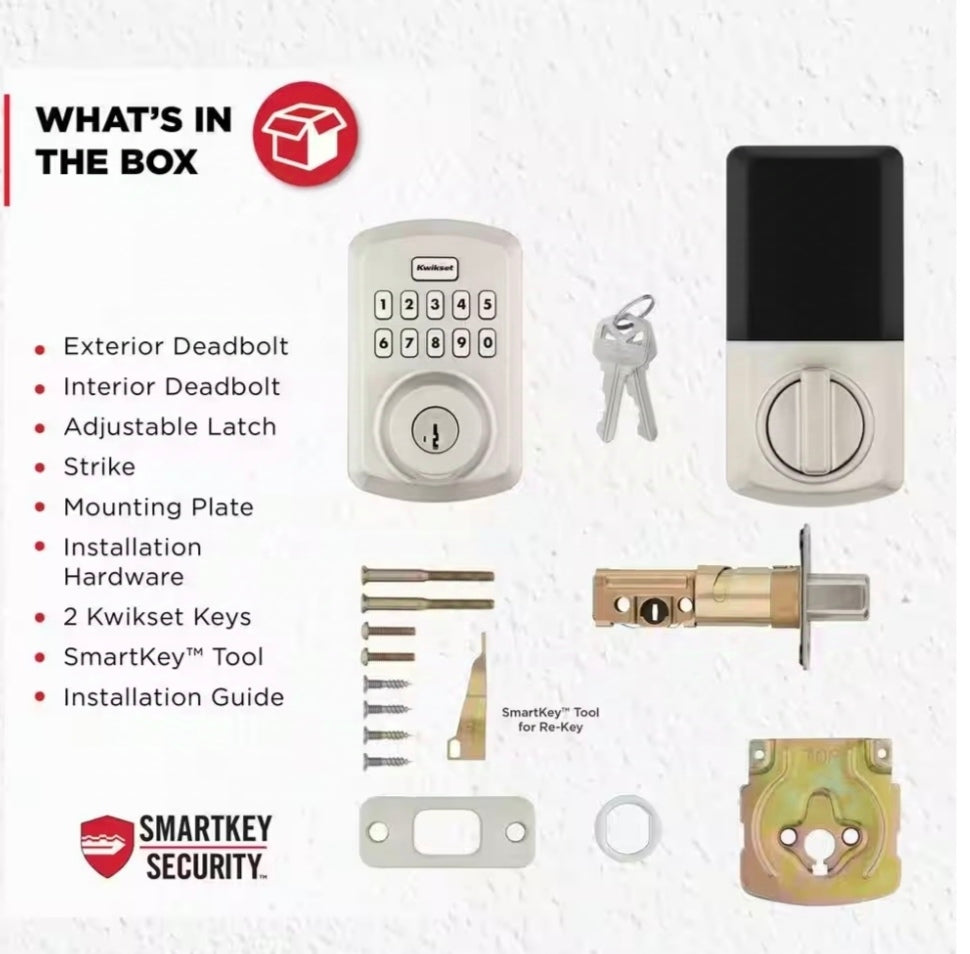 Powerbolt 250 10-Button Keypad Satin Nickel Transitional Electronic Deadbolt Door Lock