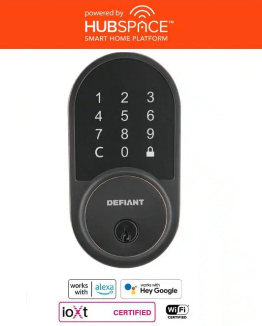 Round Aged Bronze Smart Wi-Fi Deadbolt Powered by Hubspace