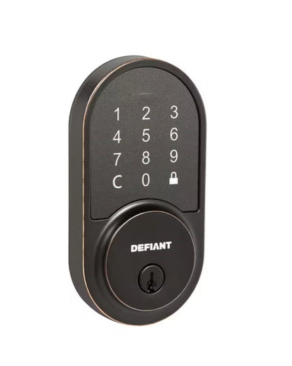 Round Aged Bronze Smart Wi-Fi Deadbolt Powered by Hubspace