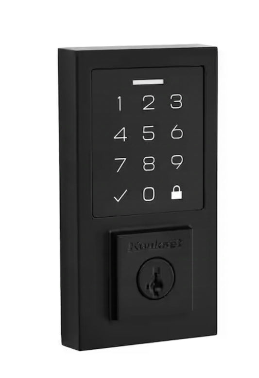 SmartCode 270 Contemporary Matte Black Touchpad Single Cylinder Electronic Deadbolt Featuring SmartKey Security