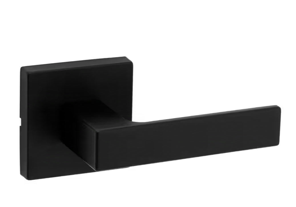 Singapore Square Matte Black Hall/Closet Door Lever with Microban