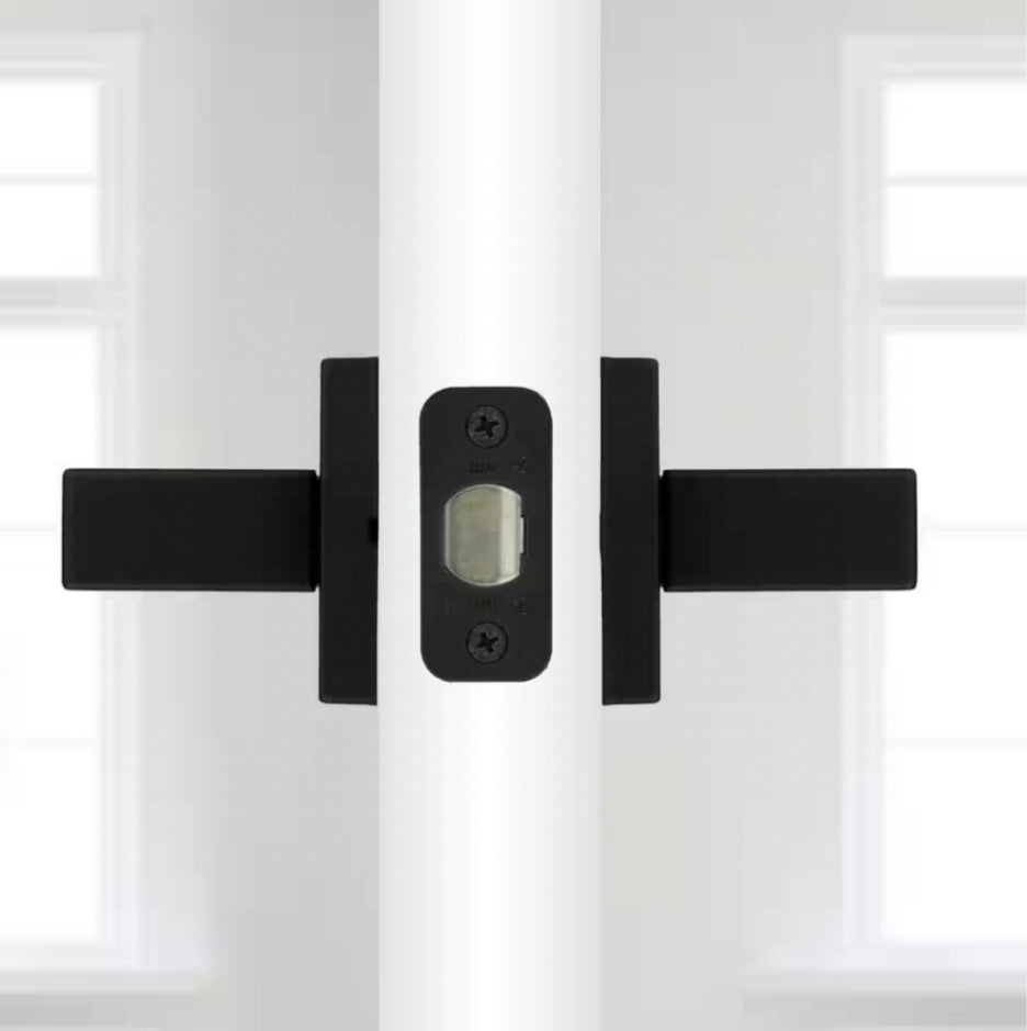 Singapore Square Matte Black Hall/Closet Door Lever with Microban