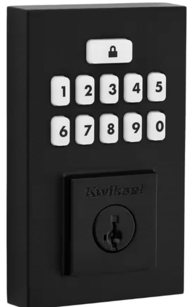 SmartCode 260 Contemporary Matte Black Keypad Single Cylinder Electronic Deadbolt Featuring SmartKey Security