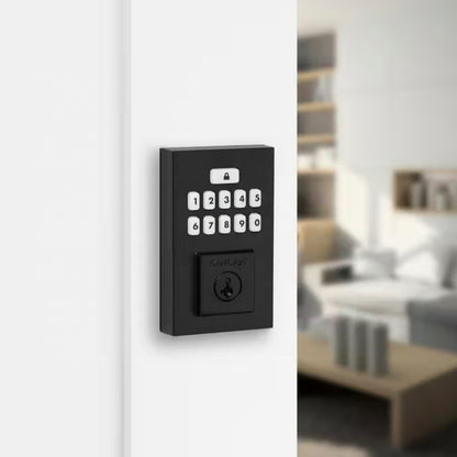 SmartCode 260 Contemporary Matte Black Keypad Single Cylinder Electronic Deadbolt Featuring SmartKey Security