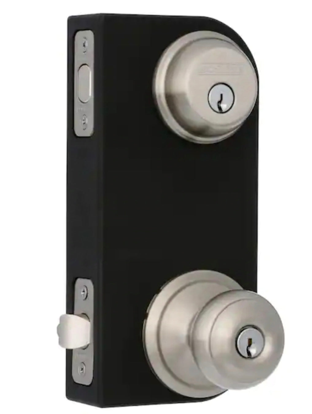 Georgian Satin Nickel Single Cylinder Deadbolt and Keyed Entry Door Knob Combo Pack