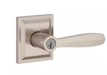 Torrey Satin Nickel Low Profile Rose Keyed Entry Door Handle Featuring SmartKey Security