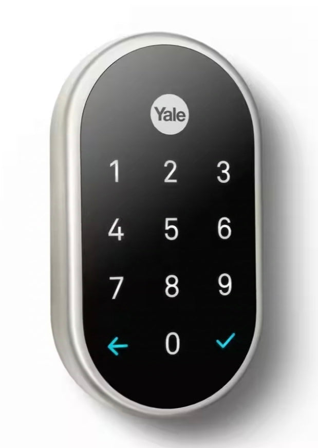 Nest x Yale Lock - Tamper-Proof Smart Wifi Bluetooth Deadbolt Lock with Nest Connect - Satin Nickel