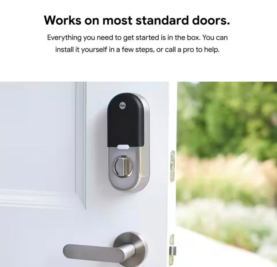 Nest x Yale Lock - Tamper-Proof Smart Wifi Bluetooth Deadbolt Lock with Nest Connect - Satin Nickel