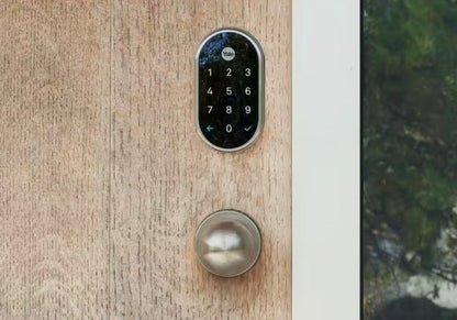 Nest x Yale Lock - Tamper-Proof Smart Wifi Bluetooth Deadbolt Lock with Nest Connect - Satin Nickel